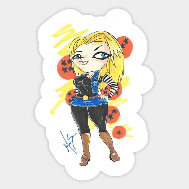 Android 18 THICK Sticker by Geeky Gimmicks